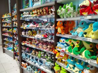 Shelves of plush pokemon Shelves of plush pokemon