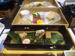 Sashimi and appetizers Sashimi and appetizers from a fancy Japanese dinner